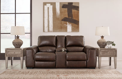 Haines Furniture Outlet - Ashley Furniture - Alessandro Living Room - PWR REC Loveseat/CON/ADJ HDRST / Garnet - U2550118