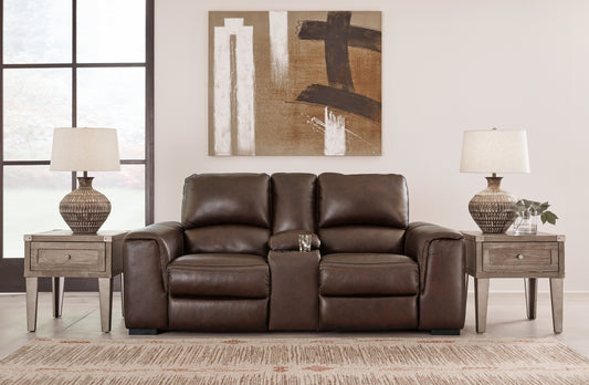 Haines Furniture Outlet - Ashley Furniture - Alessandro Living Room - PWR REC Loveseat/CON/ADJ HDRST / Garnet - U2550118