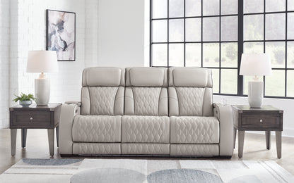 Haines Furniture Outlet - Ashley Furniture - Boyington Living Room - PWR REC Sofa with ADJ Headrest / Gray - U2710515