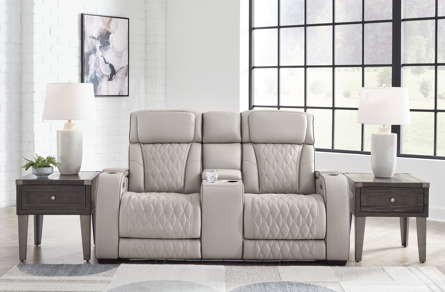 Haines Furniture Outlet - Ashley Furniture - Boyington Living Room - PWR REC Loveseat/CON/ADJ HDRST / Gray - U2710518