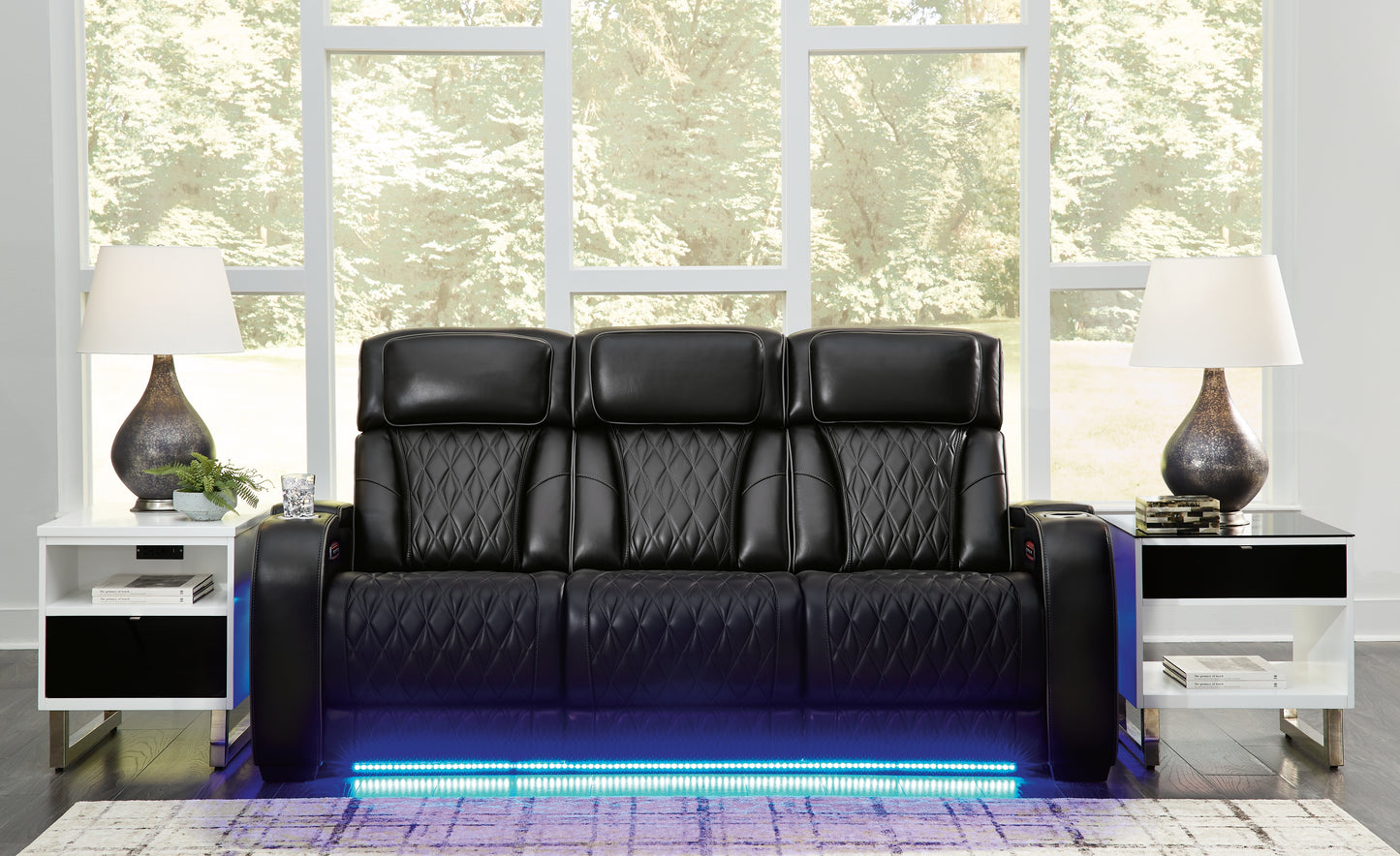 Haines Furniture Outlet - Ashley Furniture - Boyington Living Room - PWR REC Sofa with ADJ Headrest / Black - U2710615