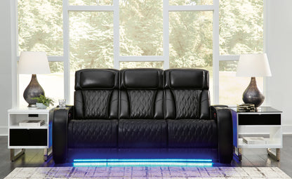 Haines Furniture Outlet - Ashley Furniture - Boyington Living Room - PWR REC Sofa with ADJ Headrest / Black - U2710615