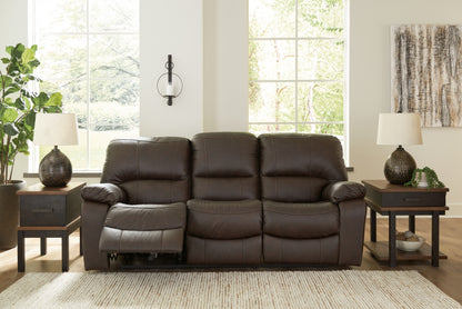 Haines Furniture Outlet - Ashley Furniture - Leesworth Living Room - Reclining Power Sofa / Dark Brown - U4380887