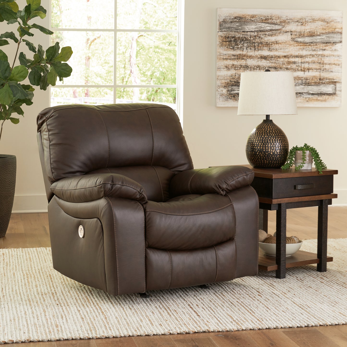 Haines Furniture Outlet - Ashley Furniture - Leesworth Living Room - Power Rocker Recliner / Ocean - U4380998