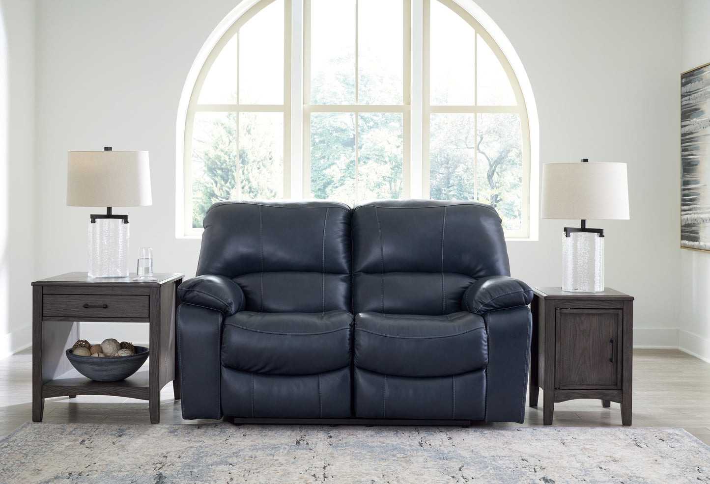 Haines Furniture Outlet - Ashley Furniture - Leesworth Living Room - Reclining Power Loveseat / Ocean - U4380974