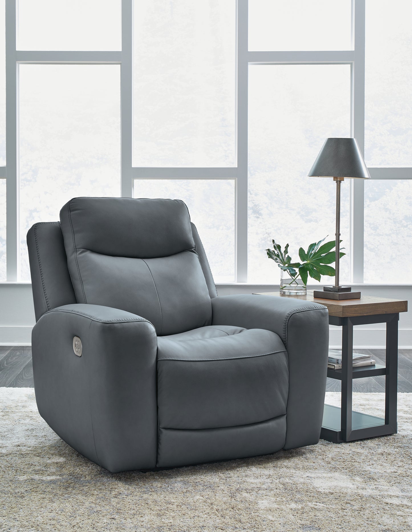 Haines Furniture Outlet - Ashley Furniture - Mindanao Living Room - PWR Recliner/ADJ Headrest / Steel - U5950413