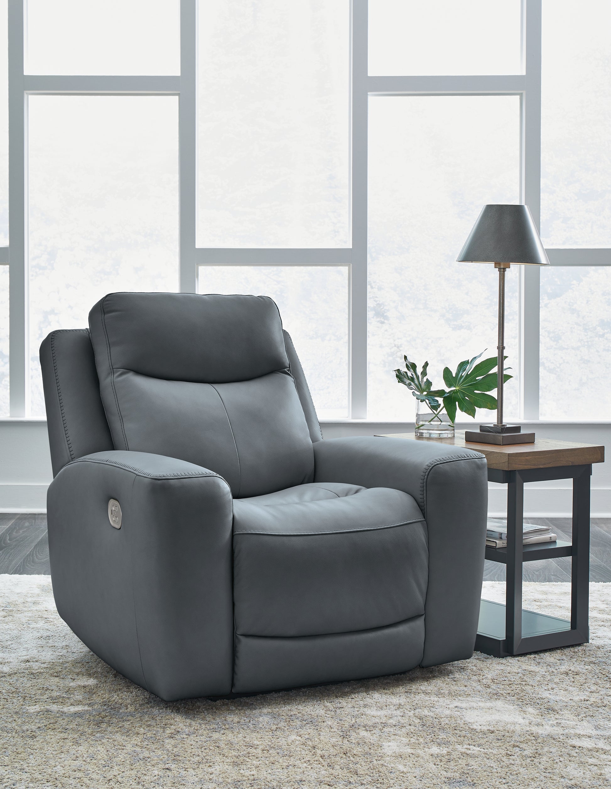 Haines Furniture Outlet - Ashley Furniture - Mindanao Living Room - PWR Recliner/ADJ Headrest / Steel - U5950413