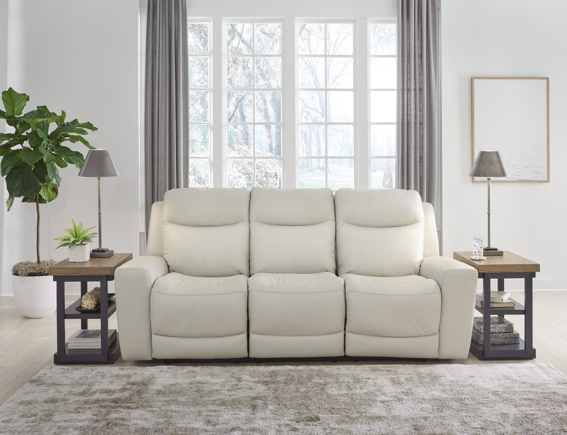 Haines Furniture Outlet - Ashley Furniture - Mindanao Living Room - PWR REC Sofa with ADJ Headrest / Coconut - U5950515