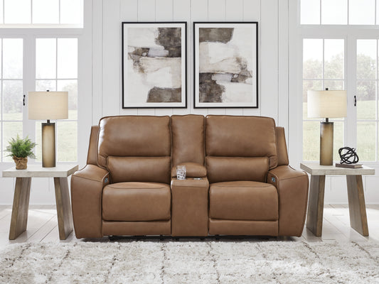 Haines Furniture Outlet - Ashley Furniture - DeepWakes Living Room - PWR Recliner/ADJ Headrest / Caramel - PCU6260613