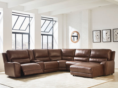Haines Furniture Outlet - Ashley Furniture - DeepWakes Sectional - 6-Piece Power Reclining Sectional with Chaise / Canyon - PCU62607S6