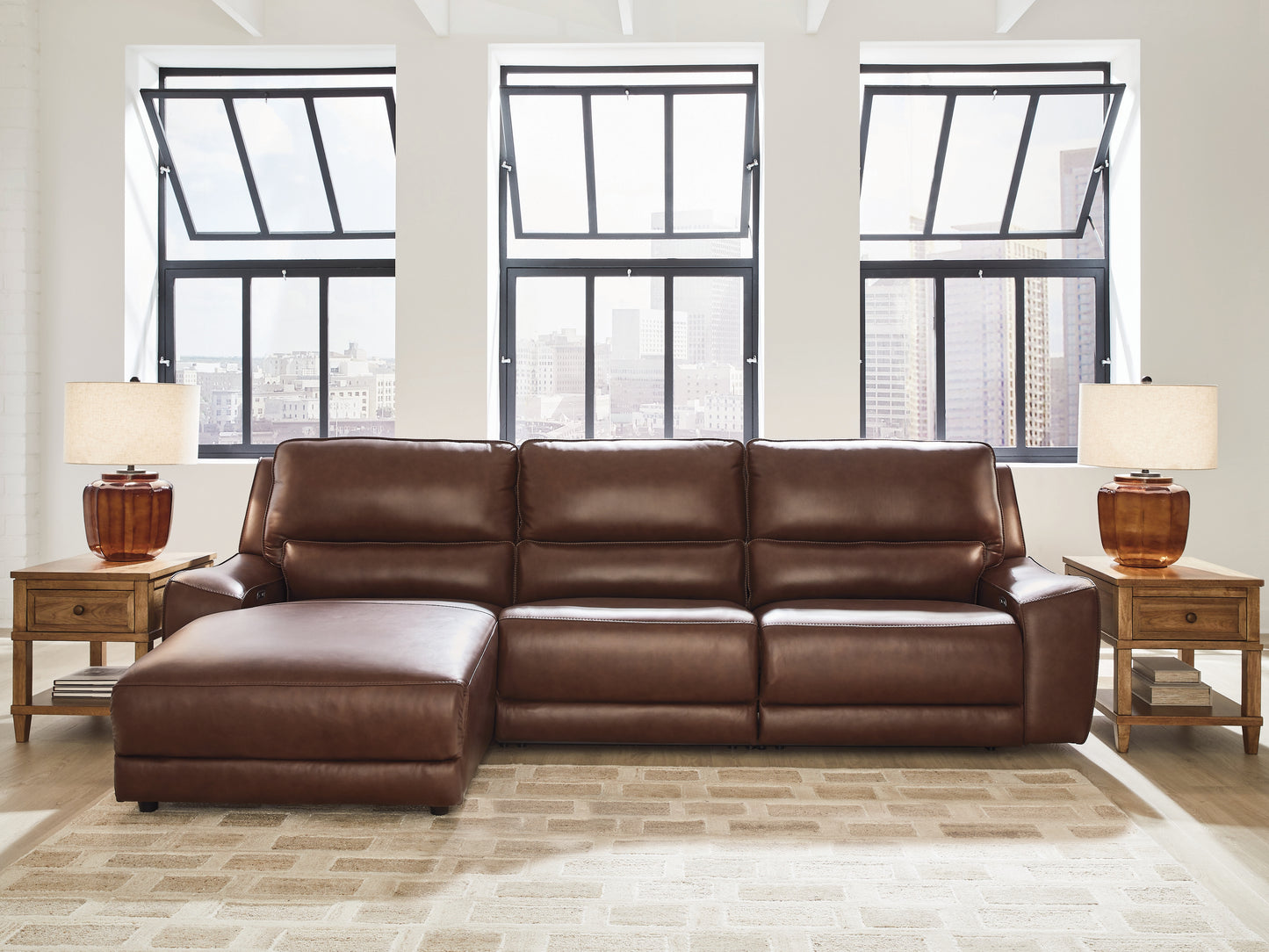 Haines Furniture Outlet - Ashley Furniture - DeepWakes Sectional - 3-Piece Reclining Sofa Chaise / Canyon - PCU62607S23