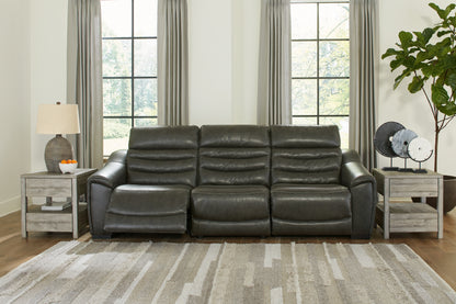 Haines Furniture Outlet - Ashley Furniture - Center Line Sectional - 3-Piece Power Reclining Sectional Sofa / Dark Gray - U63404S5