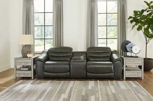 Haines Furniture Outlet - Ashley Furniture - Center Line Sectional - 3-Piece Power Reclining Sectional Sofa / Dark Gray - U63404S5