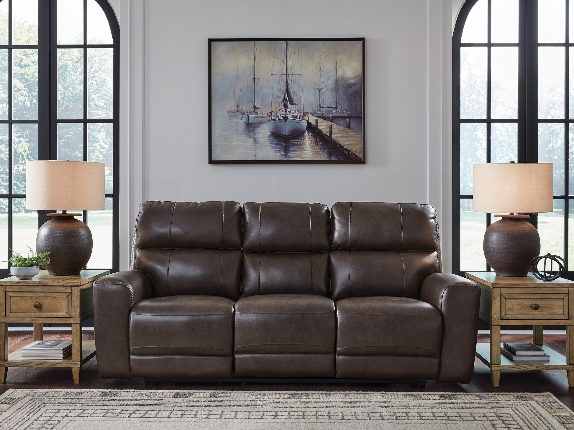 Haines Furniture Outlet - Ashley Furniture - Crossplex Living Room - PWR REC Loveseat/CON/ADJ HDRST / Smoke - PCU6450618