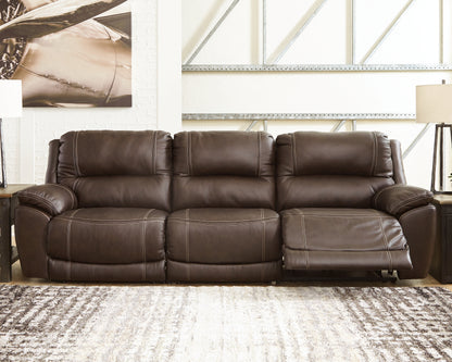 Haines Furniture Outlet - Ashley Furniture - Dunleith Sectional - 3-Piece Power Reclining Sofa / Chocolate - U71604S5