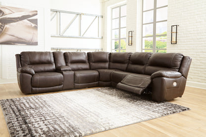 Haines Furniture Outlet - Ashley Furniture - Dunleith Sectional - 6-Piece Power Reclining Sectional / Chocolate - U71604S2