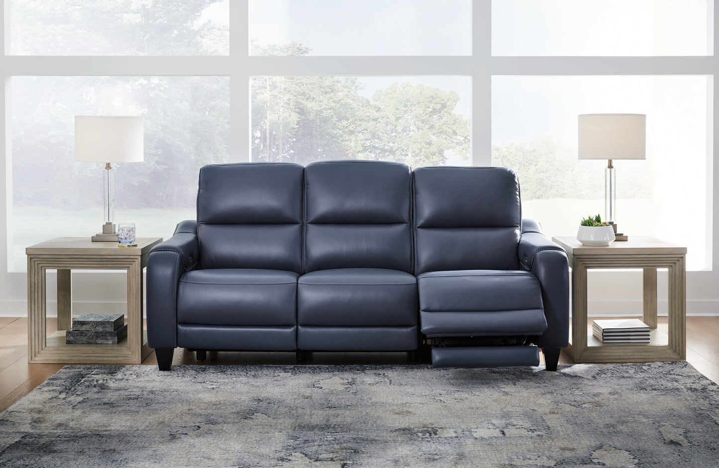 Haines Furniture Outlet - Ashley Furniture - Mercomatic Living Room - PWR REC Sofa with ADJ Headrest / Ocean - U7531115