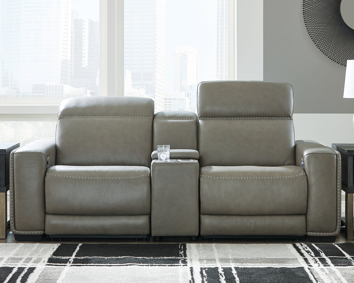 Haines Furniture Outlet - Ashley Furniture - Correze Sectional - 3-Piece Power Reclining Sectional Loveseat / Gray - U94202S3