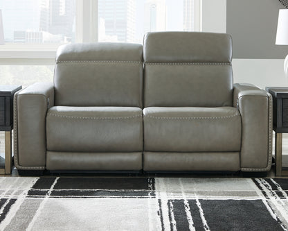 Haines Furniture Outlet - Ashley Furniture - Correze Sectional - 2-Piece Power Reclining Sectional / Gray - U94202S10