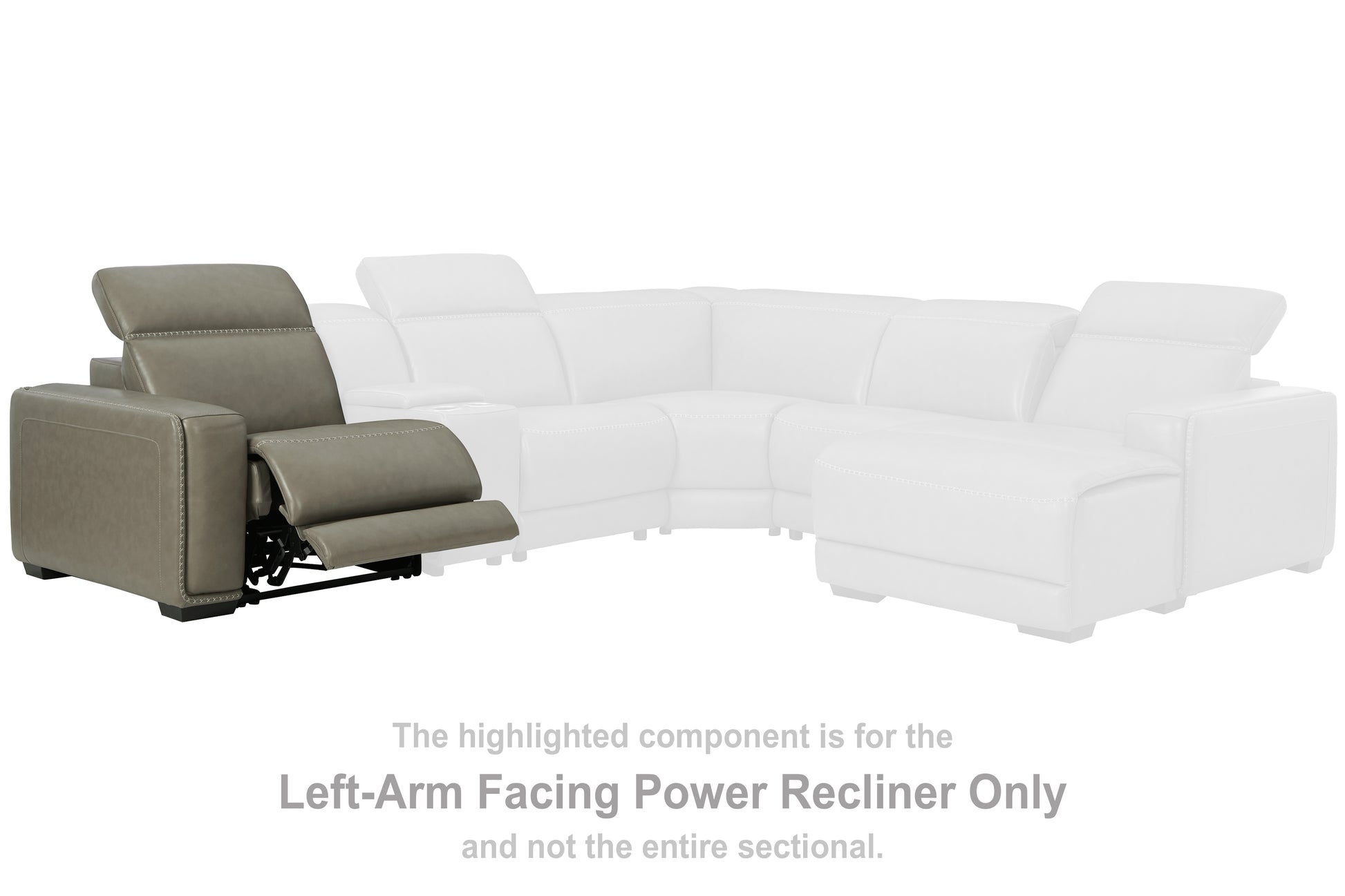 Haines Furniture Outlet - Ashley Furniture - Correze Sectional - LAF Zero Wall Power Recliner / Gray - U9420258