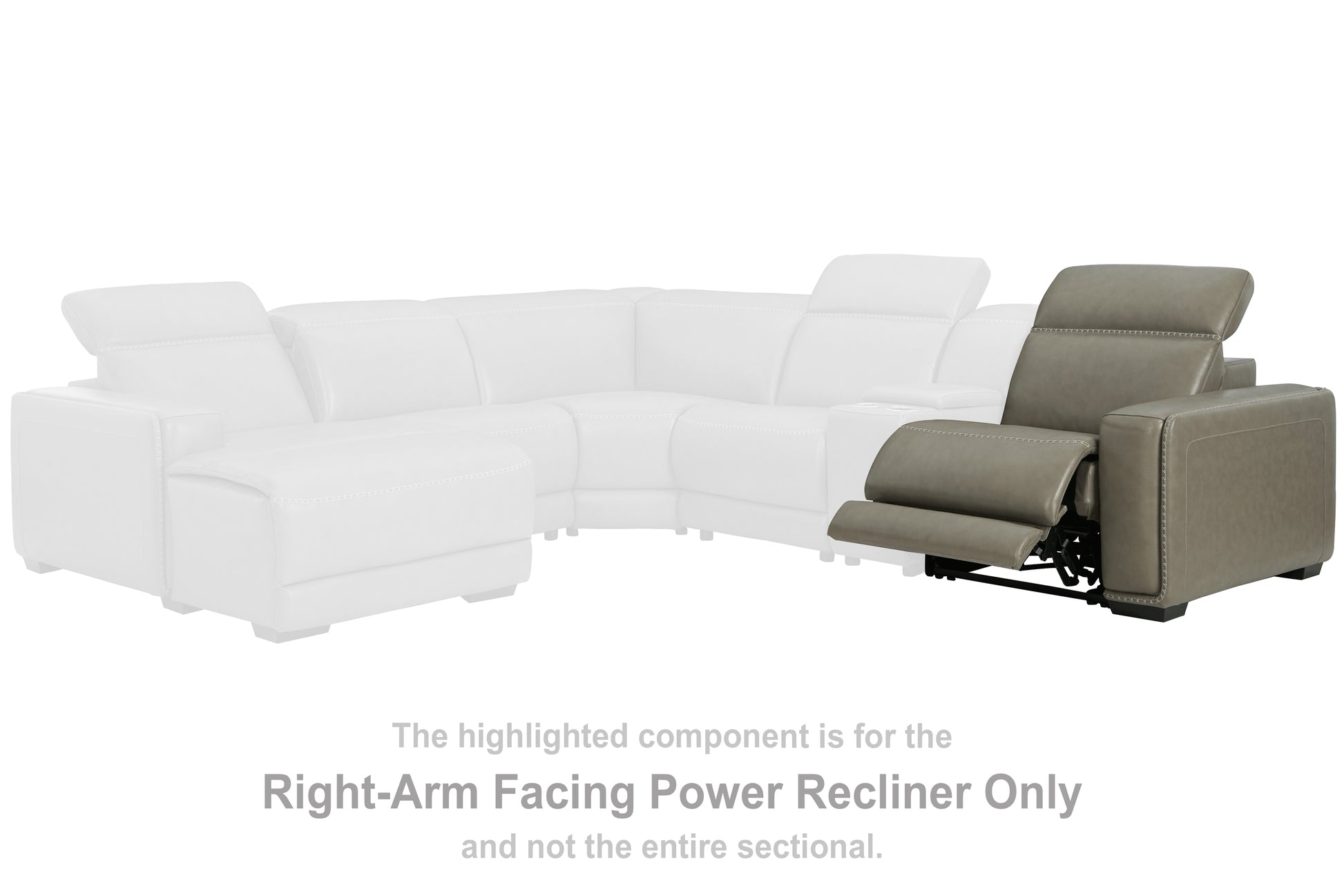 Haines Furniture Outlet - Ashley Furniture - Correze Sectional - RAF Zero Wall Power Recliner / Gray - U9420262