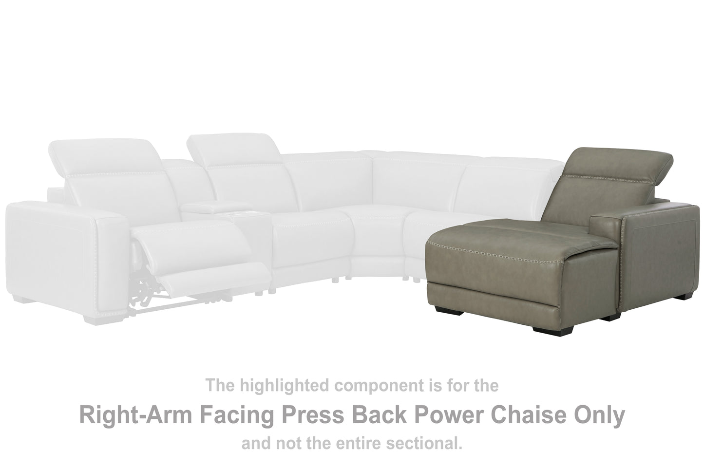 Haines Furniture Outlet - Ashley Furniture - Correze Sectional - RAF PWR Reclining Back Chaise / Gray - U9420297