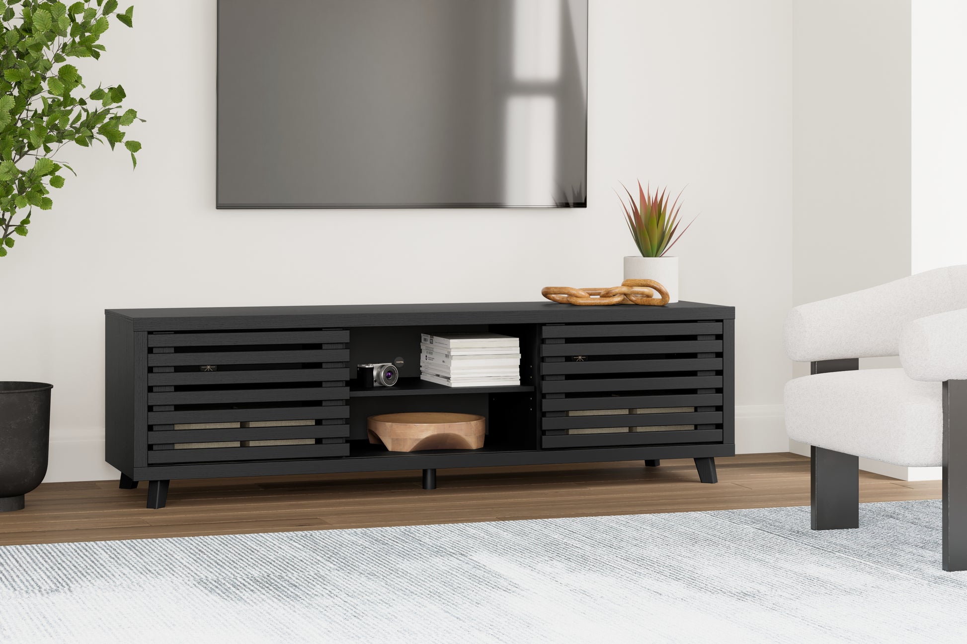 Haines Furniture Outlet - Ashley Furniture - Danziar TV Stand - 72" / Black - W1013-68