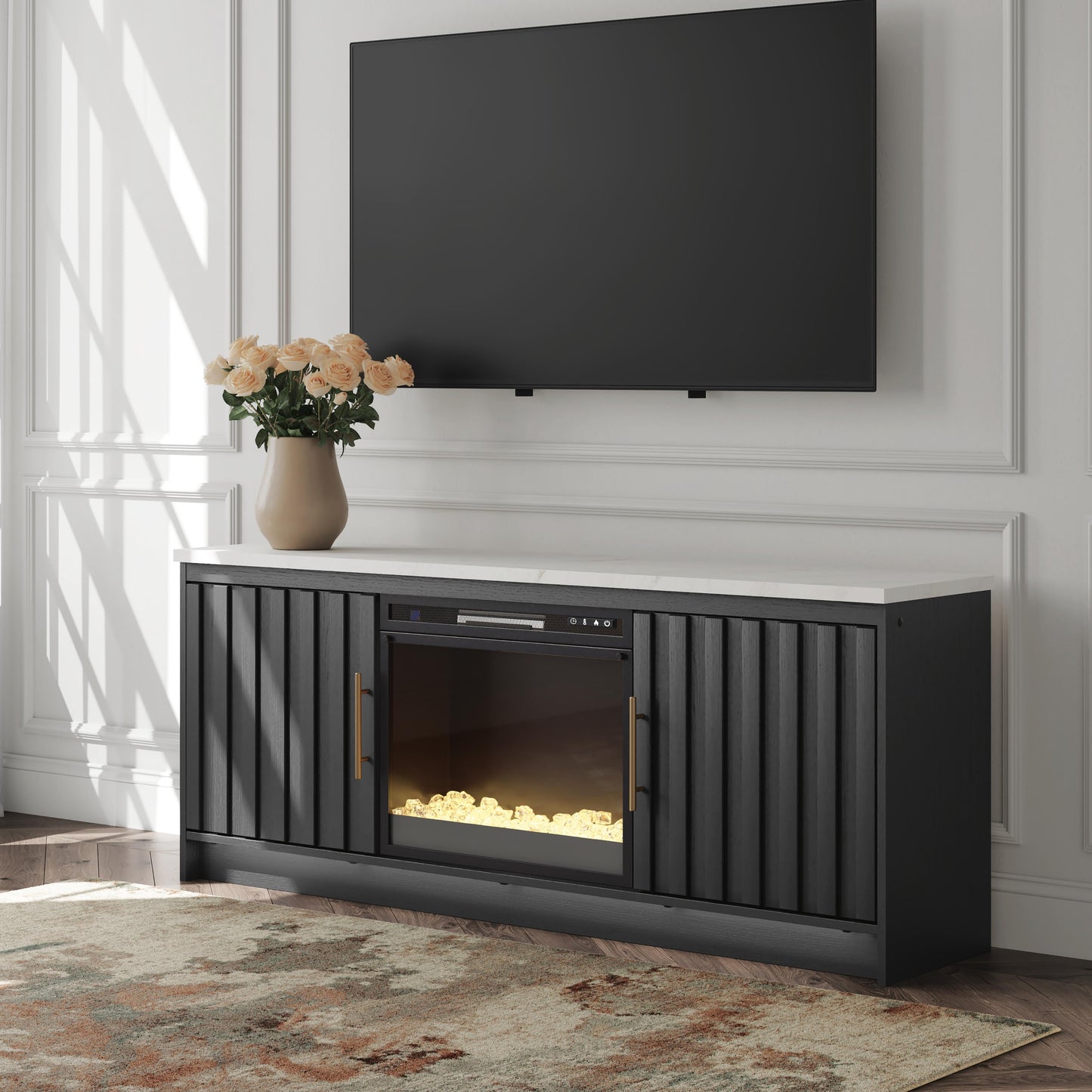 Haines Furniture Outlet - Ashley Furniture - Cadmori 63" TV Stand with Electric Fireplace - 63" TV Stand with Electric Fireplace - W2616W1