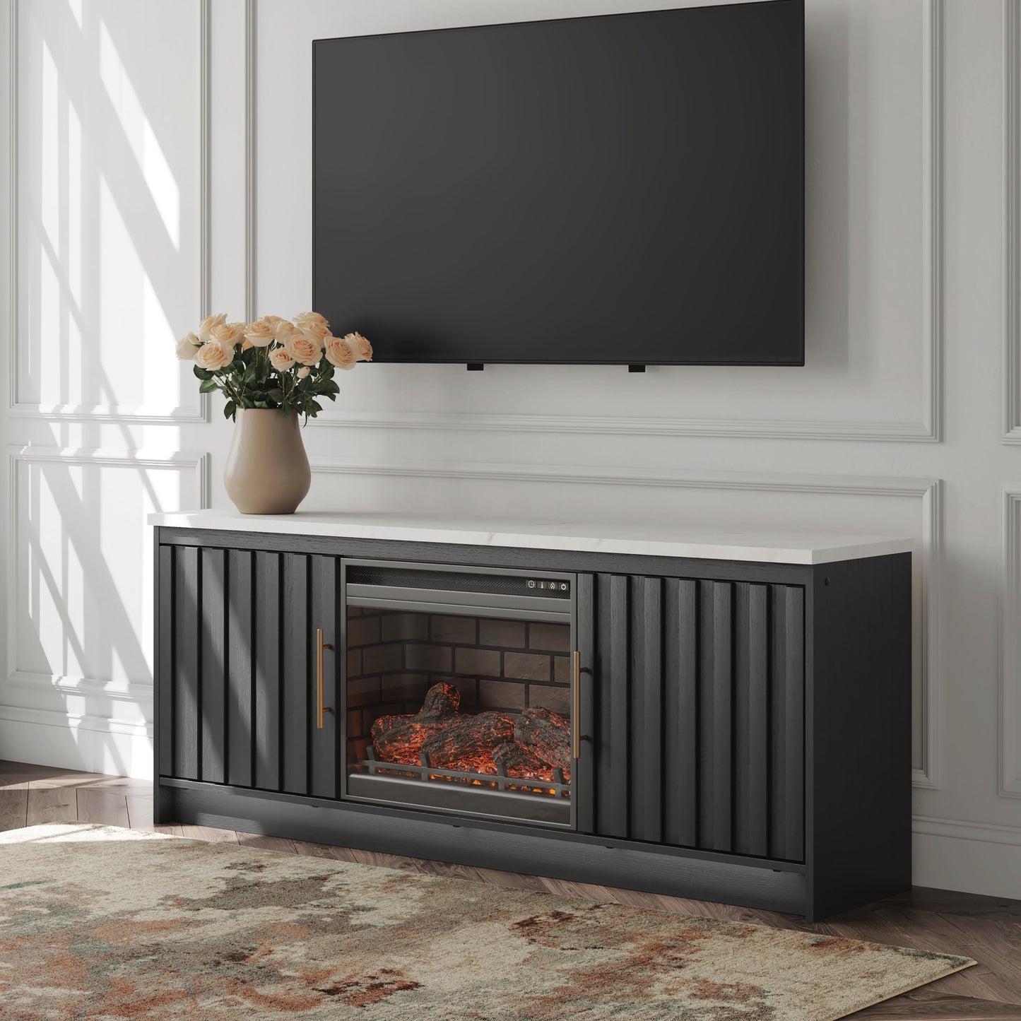 Haines Furniture Outlet - Ashley Furniture - Cadmori 63" TV Stand with Electric Fireplace - 63" TV Stand with Electric Fireplace - W2616W2