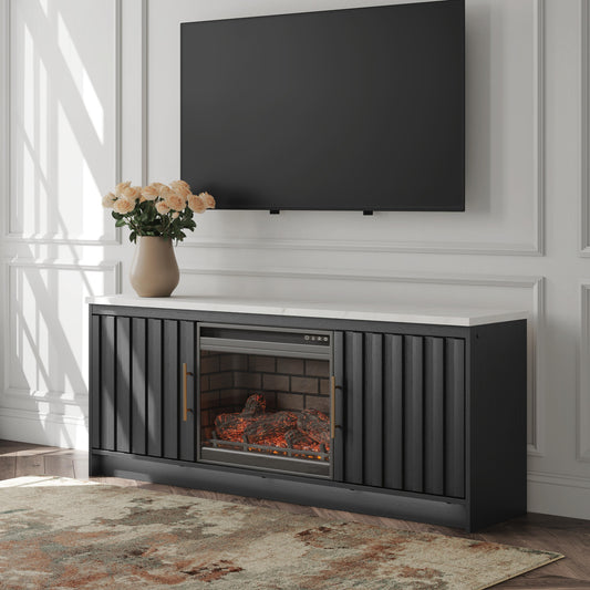 Haines Furniture Outlet - Ashley Furniture - Cadmori 63" TV Stand with Electric Fireplace - 63" TV Stand with Electric Fireplace - W2616W2