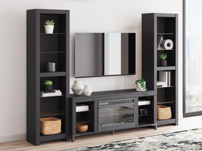 Haines Furniture Outlet - Ashley Furniture - Cayberry 3-Piece Entertainment Center with Electric Fireplace - 3-Piece Entertainment Center with Electric Fireplace / Black - W2721W2