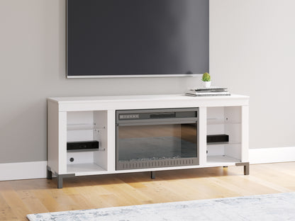 Haines Furniture Outlet - Ashley Furniture - Brollevi TV Stand - 60" with Electric Fireplace / White - W2722-168