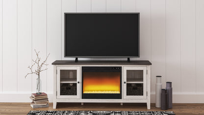 Haines Furniture Outlet - Ashley Furniture - Dorrinson 60" TV Stand with Electric Fireplace - 60" TV Stand with Electric Fireplace / Two-tone - W287W2