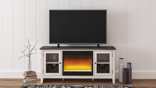 Haines Furniture Outlet - Ashley Furniture - Dorrinson 60" TV Stand with Electric Fireplace - 60" TV Stand with Electric Fireplace / Two-tone - W287W2