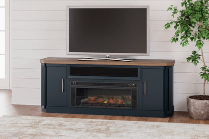 Haines Furniture Outlet - Ashley Furniture - Landocken 83" TV Stand - 83" / Brown/Blue - W402-68