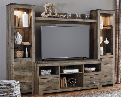 Haines Furniture Outlet - Ashley Furniture - Trinell Entertainment Center - 4-Piece Entertainment Center / Brown - W446W2