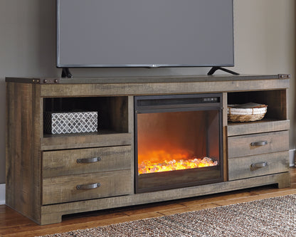 Haines Furniture Outlet - Ashley Furniture - Trinell 63" TV Stand with Electric Fireplace - 63" TV Stand with Electric Fireplace / Brown - W446W5