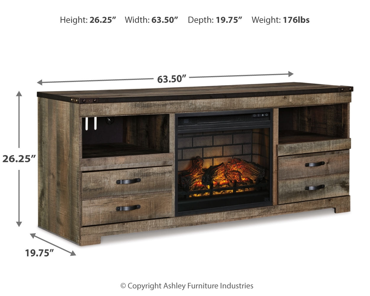 Trinell 63" TV Stand with Electric Fireplace