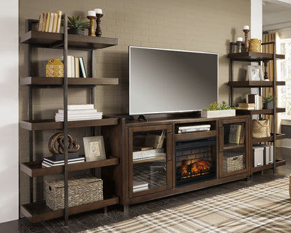 Haines Furniture Outlet - Ashley Furniture - Starmore 3-Piece Wall Unit with Electric Fireplace - 3-Piece Wall Unit with Electric Fireplace / Brown/Gunmetal - W633W6