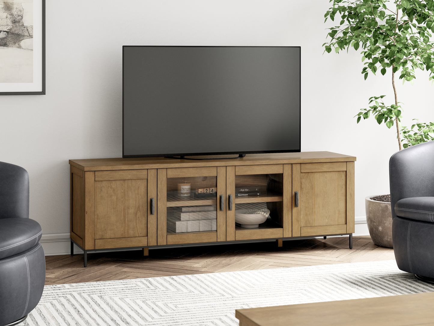 Haines Furniture Outlet - Ashley Furniture - Torlanta 72" TV Stand - 72" / Brown - W686-68