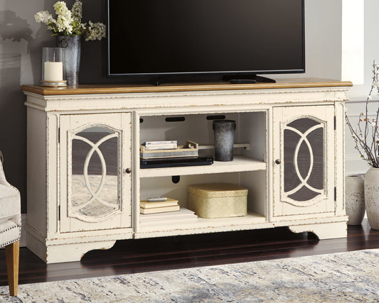 Haines Furniture Outlet - Ashley Furniture - Realyn 74" TV Stand - 74" / Chipped White - W743-68