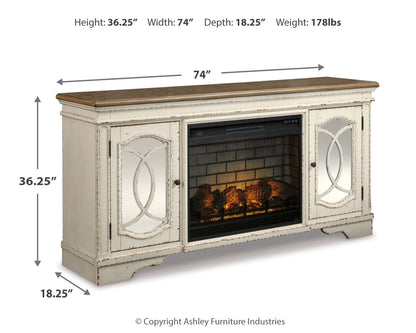 Realyn 74" TV Stand with Electric Fireplace