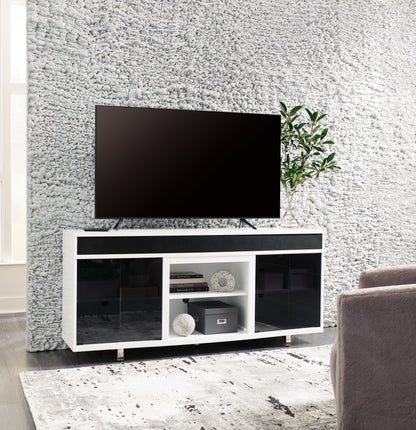 Haines Furniture Outlet - Ashley Furniture - Gardoni 72" TV Stand - 72" / White/Black - W756-68