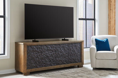 Haines Furniture Outlet - Ashley Furniture - Rosswain 80" TV Stand - 80" / Warm Brown - W763-68