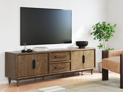 Haines Furniture Outlet - Ashley Furniture - Roanhowe 85" TV Stand - 85" / Brown - W769-68