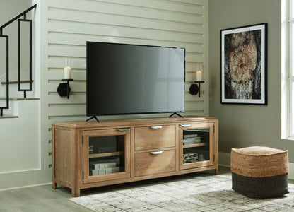 Haines Furniture Outlet - Ashley Furniture - Rencott 80" TV Stand - 80" / Light Brown - W781-68