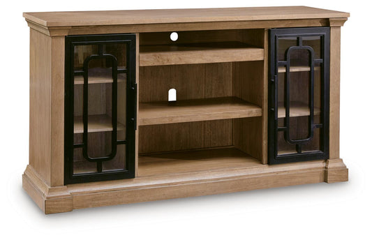 Haines Furniture Outlet - Ashley Furniture - Wittenmyer TV Stand - 72" / Natural/Black - W794-68