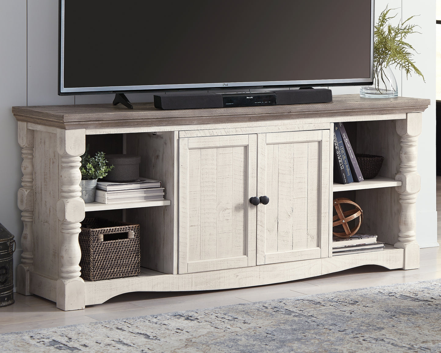 Haines Furniture Outlet - Ashley Furniture - Havalance 67" TV Stand - 67" / Two-tone - W814-30