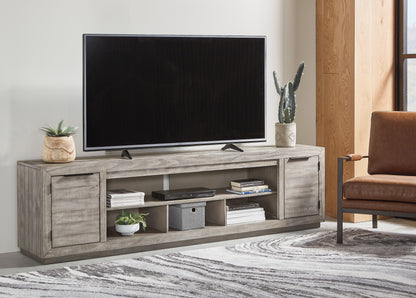 Haines Furniture Outlet - Ashley Furniture - Naydell 92" TV Stand - 92" / Gray - W996-78